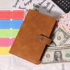 Carpeta A6 Transfronteriza Cuaderno de Cuero Soporte Correa para Presupuesto 12 Bolsas con Cierre Notas Adhesivas de Colores