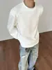 Camiseta interior de patchwork gris retro americana, camiseta de manga larga para hombre, peso pesado, corte regular holgado, capa base holgada