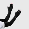 Guantes de protección solar para mujer, verano, ciclismo, conducción, sin dedos, anti-UV, mangas de hielo, mangas largas para brazos de hombre, transpirables, mangas de seda de hielo