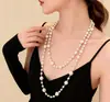 Colar de Pérolas Multicamadas Shijia para Mulheres, Corrente Longa para Suéter, Luxo Leve, Sensação de Alto Padrão, Elegante Estilo Chanel, Não Desbota