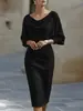 2026 Plataforma Independiente Europeo y Americano Transfronterizo Amazon Moda Cuello Oscilante Mangas de Murciélago Caídas Vestido de Longitud Media Ropa para Mujer