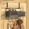 Colgador detrás de la puerta, artefacto para abrigos y sombreros de entrada, estante de almacenamiento montado en la pared, sin perforaciones, tendedero colgante lateral para puerta de dormitorio
