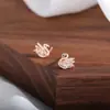 Aretes de Plata Pura 999, Aretes de Cisne, Femeninos, Lujo Accesible, Nicho, Aretes de Plata de Gama Alta, Regalo del Día de San Valentín Chino para Novia