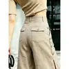 Pantalones anchos de lino vintage color caqui para mujer, estilo nuevo popular 2026, de cintura alta, adelgazantes, modernos, versátiles, pantalones casuales