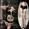 Lencería pura y seductora, conjunto de sirvienta sexy y dulce estilo camisola, bata de oso de peluche, ropa de dormir seductora, set de disfraz de sirvienta, body