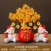 Ornamento de Árvore da Fortuna para Escritório, Pintura com Areia Movediça de Gato da Sorte, Decoração de Entrada, Presente de Inauguração de Casa e Loja com Toque de Luxo