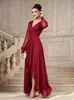 Vestido de noche para mujer, de gasa, cuello en V, cintura ajustada, manga larga, estilo transfronterizo europeo y americano, 2026