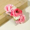 Acessórios Europeus e Americanos, Pente de Cabelo Flor Simulado Estilo Floresta Doce, Grampo de Cabelo Lateral Flor Estilo Étnico Atmosférico