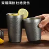 Taza de Cerveza Retro de Acero Inoxidable, Taza con Patrón de Diamante Estilo Coreano, Taza de Té Vintage, Taza para Bebidas, Taza Industrial, Taza Nostálgica para Bebidas Frías