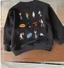 Moletom infantil de algodão puro, moderno, com desenho animado, estiloso, versão coreana, para primavera e outono, corte solto, para meninos, top casual