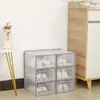 Caja de zapatos a prueba de polvo de plástico Spot, moderna, simple, de alta gama, con rayas, puerta lateral, artefacto de almacenamiento, caja de almacenamiento, venta al por mayor