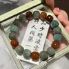 Pulsera Bodhi Tradicional Multigemas Naturales Color Humo para Estudiantes Mujeres, Cuentas Suaves de Semilla de Bodhi para Envolver el Dedo, Cuentas de Oración de Raíz de Bodhi