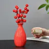 Rojo Retro Cerámica Pequeño Jarrón Boda Inauguración Año Nuevo Botella de Aromaterapia Escritorio Ceremonia del Té Hidropónico Decorativo Pequeños Adornos