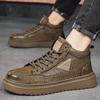 Nuevas Botas Martin de Caña Alta para Hombre Primavera 2025, Zapatos Casuales de Cuero Versátiles de Moda con Suela Gruesa, Tenis Estilo Trabajo, Zapatos de Moda para Hombre