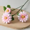 Flores Artificiais, Cravo de Pétalas Duplas, Flores Artificiais de Seda Três Cabeças Transfronteiriças para Casamento e Hotel, Flores Dália, Decoração de Casa