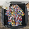 Camisa Floral Vintage de Manga Corta para Hombre Estilo Hipster Cool Retro de Playa Hawaiana Americana Hong Kong Tendencia Verano