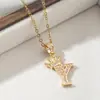 Colar com pingente de letra da moda europeia e americana para mulheres, coroa dourada e prateada com letras inglesas totalmente cravejadas de diamantes, modelo de exportação de venda quente transfronteiriça, envio direto