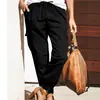 2026 Calças de Trabalho Cor Sólida Estilo Europeu e Americano Femininas Múltiplos Bolsos Cordão Punhos Elásticos Calças Harem Casuais Esportivas Calças Longas Atacado