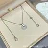 Collar de Moneda de Gama Alta Chapado en Oro con Incrustaciones Completas de Diamante, Anillo Circular CNC, Chapado en Oro de 18 Quilates, Collar de Clavícula de Lujo