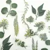 Comércio exterior venda quente 19 peças de planta verde simulação geada branca material de folha de grama aquática saco de decoração todos os tipos de acessórios para guirlanda buquê