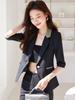 Chaqueta de traje corta de manga tres cuartos de alta calidad para mujer Verano 2024 Nuevo estilo de diosa traje de traje pequeño de corte ajustado