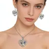 Collar Colgante Árbol de la Vida con Forma de Corazón y Mariposa de Nuevo Estilo Transfronterizo para Mujer, Conjunto de Joyería de Collar y Pendientes de Gama Alta de Nicho