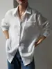 Camisa Branca de Algodão e Linho de Manga Longa Feminina Protetor Solar Top Primavera e Verão 2025 Estilo Coreano Preguiçosa Solta Casual Camisa Jaqueta