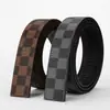 Cinturón para Hombre con Hebilla Plana, Piel de Capa Superior, Diseño a Cuadros, Versátil Decorativo de Piel de Vaca, Moda de Negocios, Sensación de Alta Gama, Cinturón para Pantalones