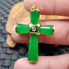 Pingente de Jade Pingente de Cruz de Jaspe de Taiwan Colar com Pingente de Cruz de Quartzo Verde e Jade