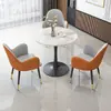 Mesa de negociación de tablero de roca y combinación de sillas, silla de cuero con garra de gato, mesa de recepción de negocios, mesa redonda pequeña, mesa de café de ocio para balcón, mesa de comedor de lujo ligero