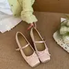 Zapatos Chuyuji estilo francés de lazo dulce con punta cuadrada y diseño poco profundo Mary Jane para mujer con aumento de altura interno y correa única para zapatos de noche