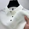Polo de verano, camiseta de manga corta para hombre, nueva camiseta de malla jacquard de bambú con solapa de seda helada, camisa sencilla de color liso, ropa superior