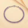 Pulsera de Zirconia Morada Cuadrada de Una Fila para Mujer, Diseño de Moda Xiaohongshu, Pulsera Completa de Diamantes Pequeños de Zirconia