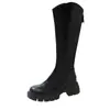 Botas Adelgazantes de Moda Negras para Mujer 2026 Otoño/Invierno Persona Baja Botas Altas Hasta la Rodilla Suela Gruesa Aumentadoras Botas Individuales para Mujer
