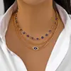 Colares Europeus e Americanos, Design de Moda de Alto Padrão, Olhos Azuis, Colar de Palma Olho do Diabo, Corrente de Clavícula Multicamadas