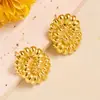 Pendientes de titanio y acero con diseño geométrico irregular de cuerpo entero, presión de aceite, oro de 18 quilates, para mujer, moda, pendientes de alta gama, venta al por mayor
