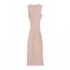 Estilo puramente seductor, vestido de punto sexy ajustado elástico con abertura trasera anti-rozaduras, vestido bodycon de longitud media que ciñe la cintura para mujer