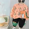 Coreano Nuevo Primavera Manga Larga Dibujos Animados Estampado Animal Dos Piezas Conjunto Bebé Hombres y Mujeres Elegante Moda Traje Deportivo Tendencia