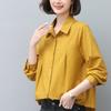 Camisa de algodón y lino para mujer, primavera y otoño 2024, nueva camisa informal holgada, elegante, adelgazante, de manga larga para madres de mediana edad.
