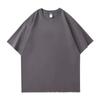 Al por mayor Camiseta de Algodón Puro 260g Hombro Caído Cuello Redondo Manga Corta Verano Estilo Nuevo Unisex Casual Holgada Color Sólido para Hombre