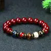 Pulsera de Arena Dorada Morada, Cuentas de Vidrio de Ceniza Fragante, Diseño DIY, Estampado en Caliente de los Cinco Elementos, Pulsera de Año de Nacimiento para Hombres y Mujeres, Cinabrio