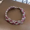 Pulsera Retro Estilo Corte Zirconia Forma de Abanico Sentido de Diseño Nicho Exquisita Versátil Pulsera Lujo Ligero Sensación de Alta Gama Joyería para Mujeres