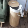 Cesto de roupa suja à prova de poeira para transporte internacional, cesto de armazenamento de bambu trançado, balde dobrável de bambu trançado para armazenamento de roupas sujas, atacado