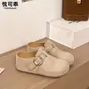Medias zapatillas de cuero genuino con plataforma alta para mujeres menudas, adecuadas para usar al aire libre, nuevo estilo otoño 2026, zapatos Birkenstock de suela blanda