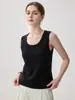 Chaleco de punto 100% cachemira pura para mujer, cuello redondo, sin mangas, corte ajustado, capa base para primavera, otoño e invierno, camisola de color liso