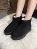 Botas de nieve cortas forradas de polar para mujer, cálidas, antideslizantes, botas de algodón con suela gruesa, pantuflas de algodón simples y versátiles, zapatos Birkenstock