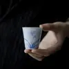 Taza de Té Atardecer Lanyu Qingji Qingshan Juego de Té Kung Fu Taza de Cata de Té para el Hogar Taza Individual Color Bajo Esmalte Taza de Té Pintada a Mano