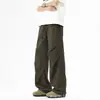 Calça Paratrooper Plissada Estilo Americano Transfronteiriça Masculina de Verão Fina Roupa de Trabalho Seda Gelada Secagem Rápida Calça Larga Reta Casual