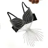 Corset com Franjas e Strass Transfronteiriço Espinha de Peixe Roupa Externa Sexy Sutiã Roupa de Performance de Palco Top Tubo Push-Up de Alta Qualidade