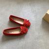 Zapatos de Ballet Versátiles y Cómodos de Suela Blanda, Zapatos Tipo Cuchara de Frijol de Boca Baja sin Cordones, Zapatos de Gamuza con Borla y Lazo para Mujer